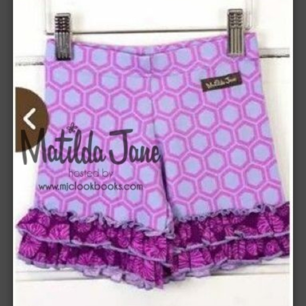 Matilda Jane Riddle Ruffle Shorties It's A Wonderful Parade Purple Hexagon 10
